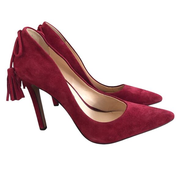 Jessica Simpson Sexy Leather Core Burgundy Suede Stiletto Heels Sz 8.5 - Picture 2 of 11